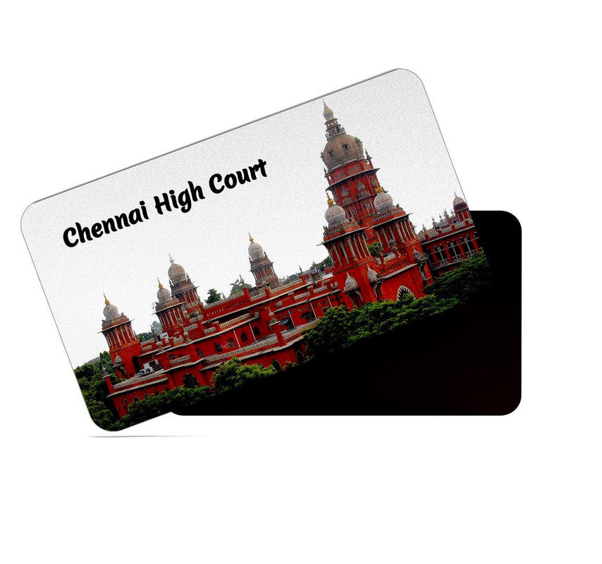 dhcrafts Rectangular Rubber Fridge Magnet / Magnetic Card Multicolor Tamil Nadu Chennai High Court Design Pack of 1 (8.6cm x 5.4cm)